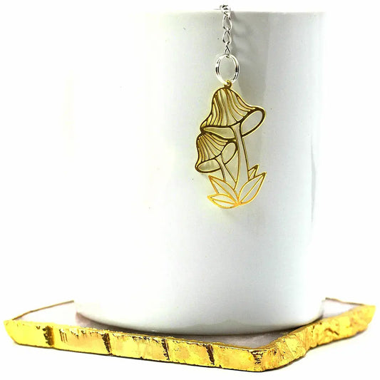 Loveyenergy & Blessings - Golden Mushroom Loose Leaf Tea Infuser, Tea Steeper