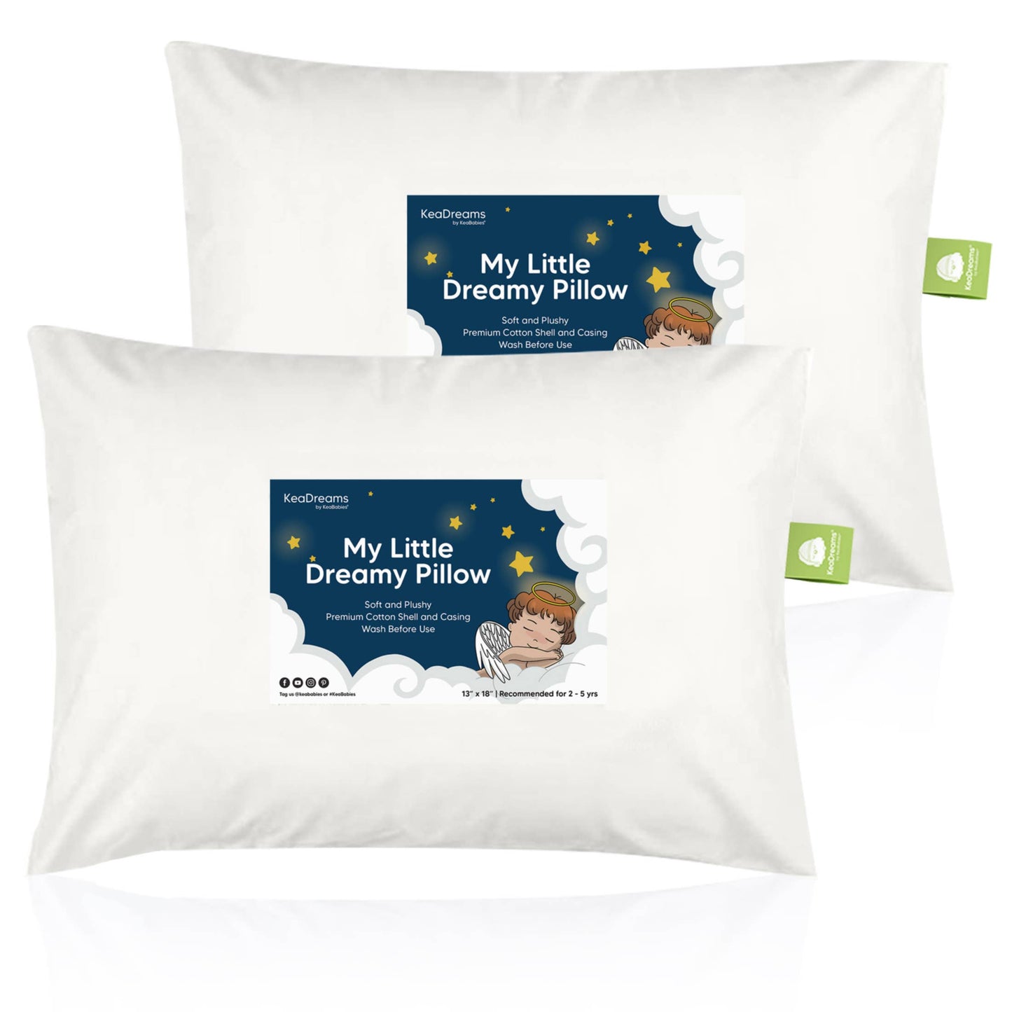 KeaBabies 2-Pack Toddler Pillows (White)