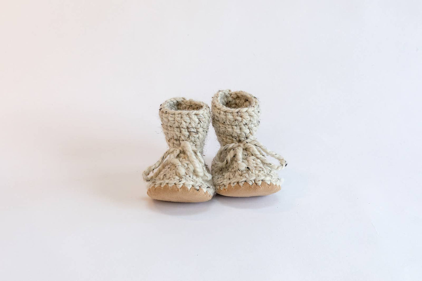 Huddy Buddies - Oatmeal-handmade soft sole slip-on stay-on wool booties