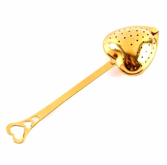 Gold Heart Shaped Tea Infuser & Spoon