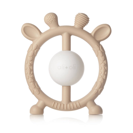 Ali+Oli - Giraffe Teether & Rattle Food-Grade Silicone Toy (Taupe)