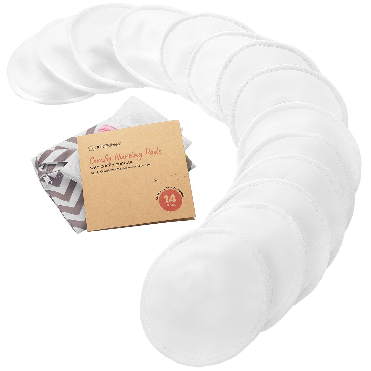 KeaBabies - KeaBabies Comfy Organic Nursing Pads (White, Medium 3.9")