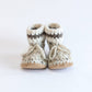 Huddy Buddies - Brown Owl-handmade soft sole slip-on stay-on wool booties