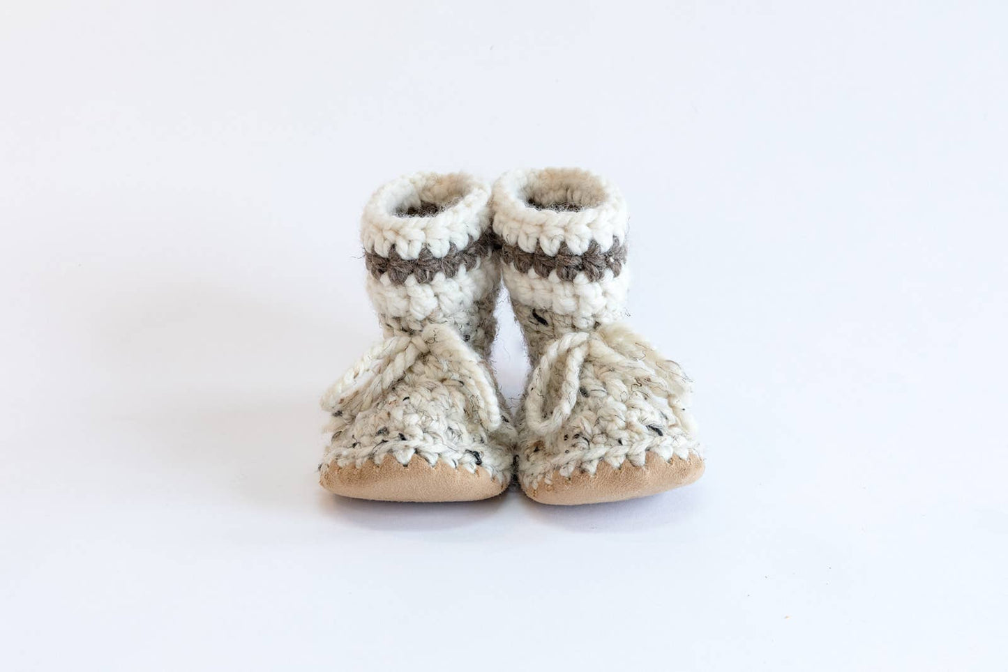 Huddy Buddies - Brown Owl-handmade soft sole slip-on stay-on wool booties