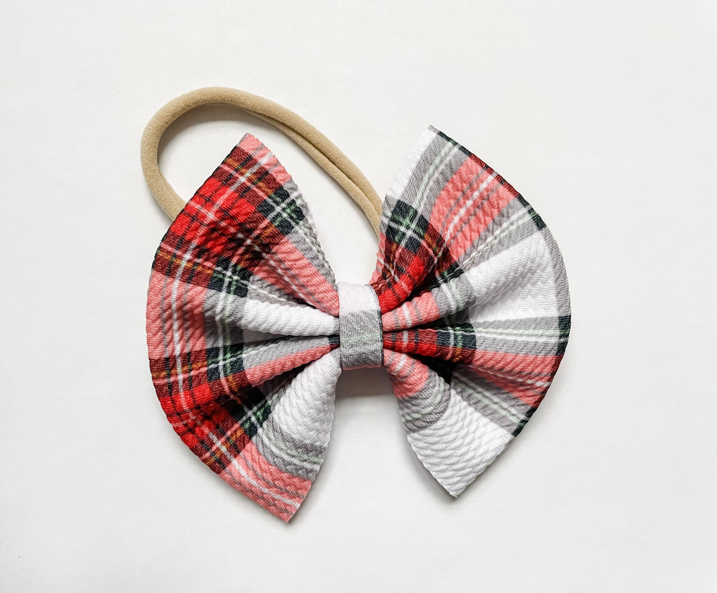 Holiday Baby Bow Headband - Plaid