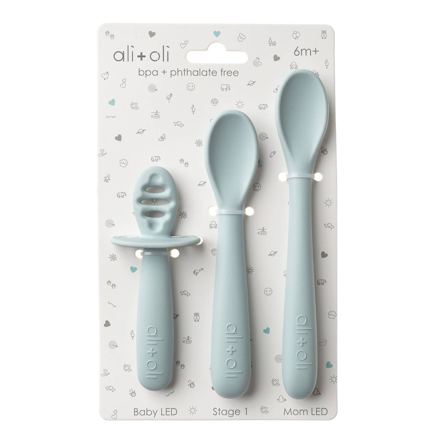 Ali+Oli - Ali+Oli (3-pc) Multi Stage Spoon Set for Baby (Blue) 6m+