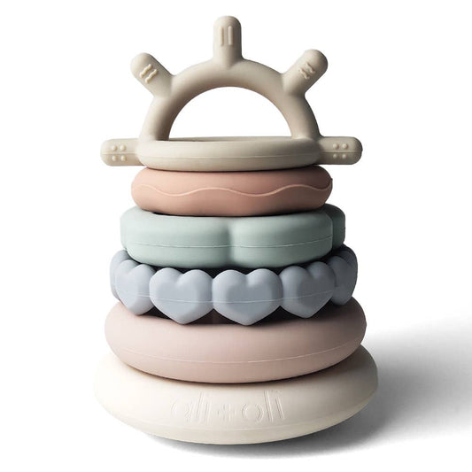 Ali+Oli - Soft Silicone Stacking Ring Tower (6-pc) Sun