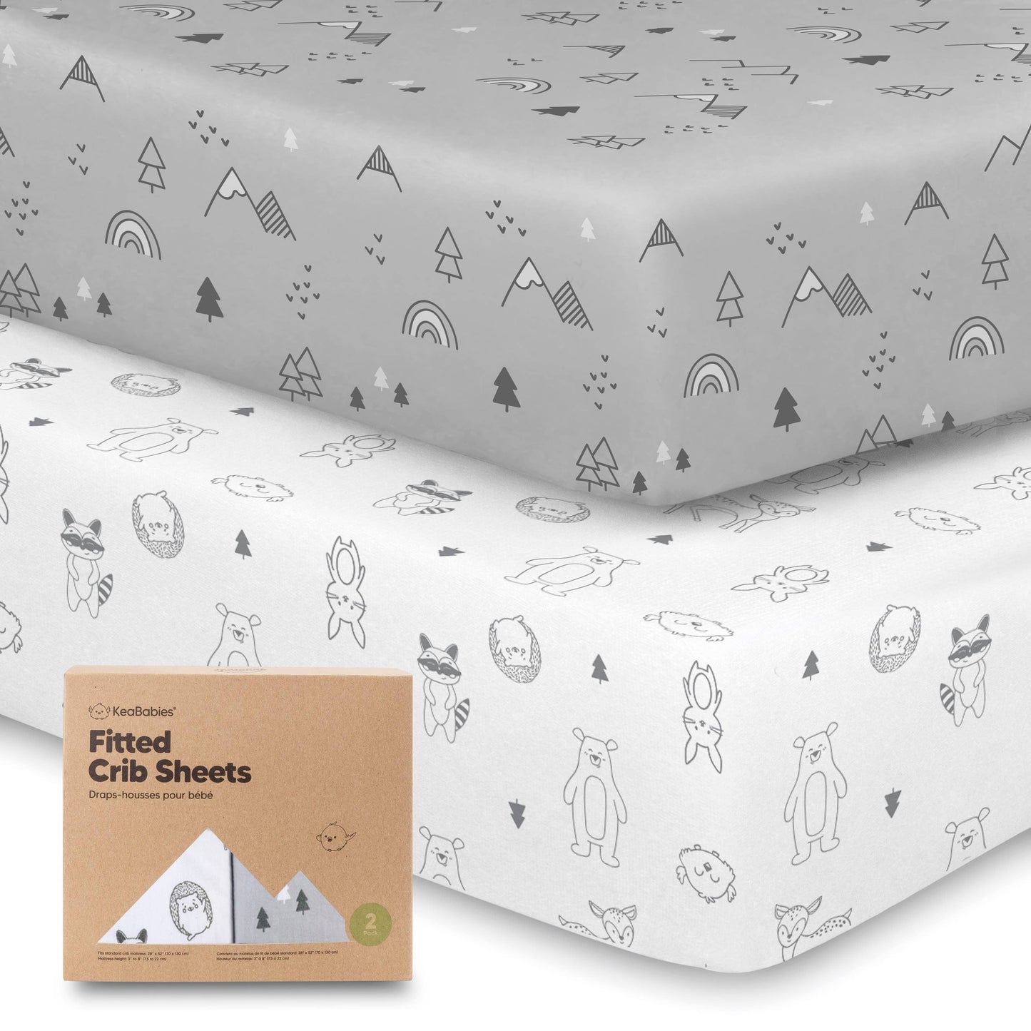KeaBabies - 2-pack Organic Cotton Fitted Crib Sheet (Woodland)