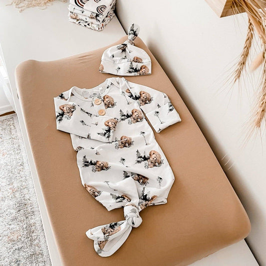 Snuggly Jacks - Grizzly Newborn Knotted Gown