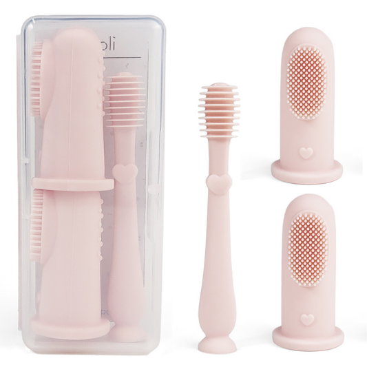 Ali+Oli - Baby Finger Toothbrush & Tongue Cleaner Oral Set 3m+ (Blush)
