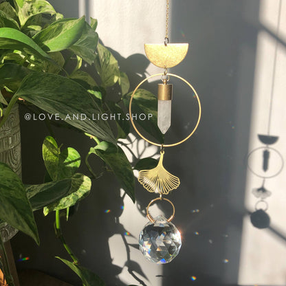 Ginkgo & Quartz Suncatcher