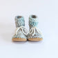 Huddy Buddies - Sea Glass-handmade soft sole slip-on stay-on wool booties